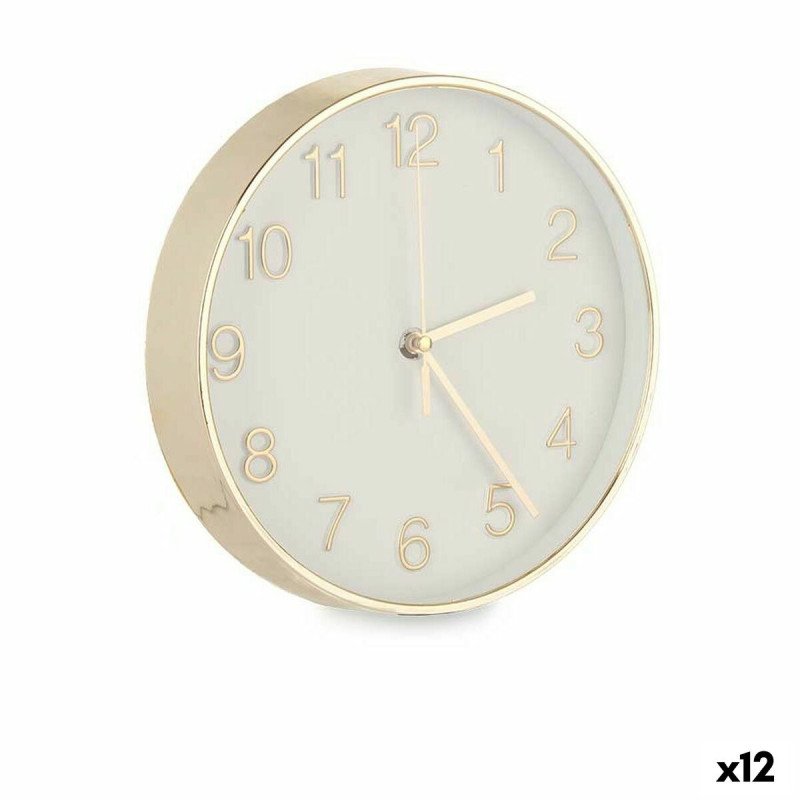 Horloge Murale Rond Doré verre Plastique 20 x 20 x 3,5 cm (12 Unités)