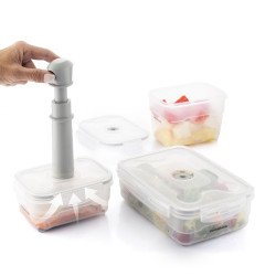 Jeu de 3 Récipients d'Emballage sous Vide avec Pompe Manuelle Vacse InnovaGoods