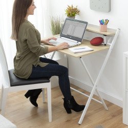 Bureau Pliable avec Étagère...