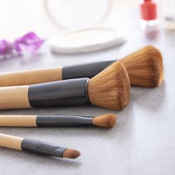 Ensemble de Pinceaux de Maquillage en Bois avec Trousse Miset InnovaGoods 5 Pièces